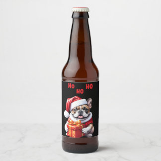 Étiquette Pour Bouteilles De Bière Bouledogue français Noël French Bulldog