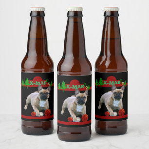 Étiquette Pour Bouteilles De Bière Bouledogues français Noël bouledogue français