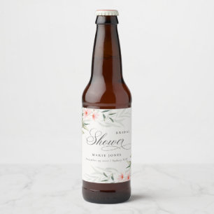 Étiquette Pour Bouteilles De Bière Bouquet Floral de verdure rose rustique pour maria