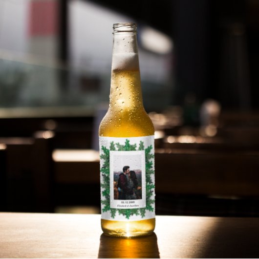 Étiquette Pour Bouteilles De Bière Branches de l'arbre d'hiver Mariage photo