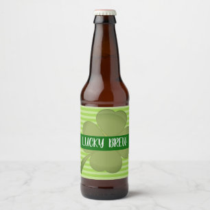Étiquette Pour Bouteilles De Bière Brew chanceux, label rayé vert
