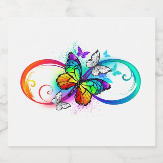 Étiquette Pour Bouteilles De Bière Bright infinity with rainbow butterfly (Étiquettes simples)