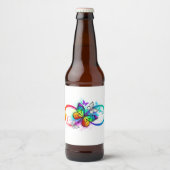Étiquette Pour Bouteilles De Bière Bright infinity with rainbow butterfly (Devant)