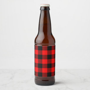 Étiquette Pour Bouteilles De Bière Buffalo Check Rouge et Noir Lumberjack Plaid Decor