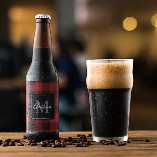 Étiquette Pour Bouteilles De Bière Buffalo rouge abattu | Initiale personnelle | Cade