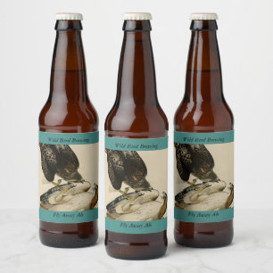 Étiquette Pour Bouteilles De Bière Buse à queue rouge des oiseaux d'Amérique d'Audubo