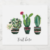 Étiquette Pour Bouteilles De Bière cactus, succulent, aquarelle, fiesta, mexicaine, (Étiquettes simples)