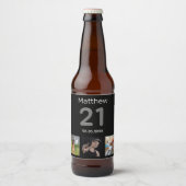 Étiquette Pour Bouteilles De Bière cadeau de 21 ans avec photo personnalisée pour hom (Devant)