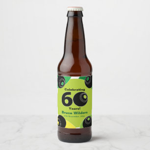 Étiquette Pour Bouteilles De Bière Cadeau de fête de bowling sur gazon pour 60 ans