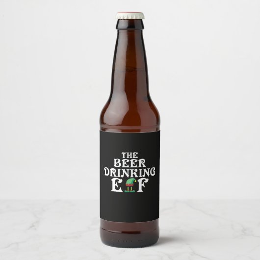Étiquette Pour Bouteilles De Bière Cadeau de Noël La Bière Boire Elf (Devant)