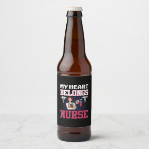 Étiquette Pour Bouteilles De Bière Cadeau infirmière Mon coeur appartient à l'infir