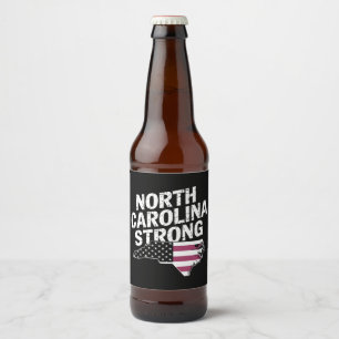 Étiquette Pour Bouteilles De Bière Caroline du Nord forte avec le drapeau de l'État d
