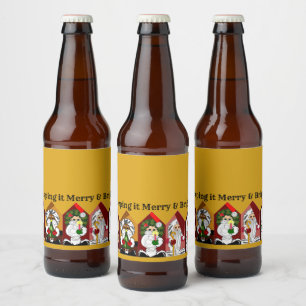 Étiquette Pour Bouteilles De Bière Cartoon coloré Santas personnalisable
