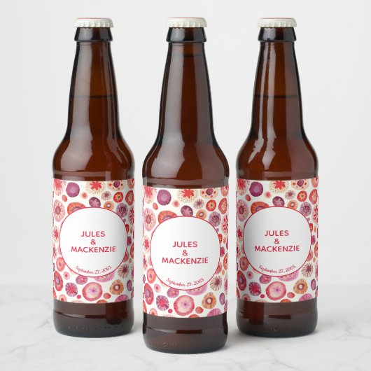Étiquette Pour Bouteilles De Bière Cercles d'aquarelle rose Abstrait (Bouteilles)