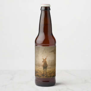 Étiquette Pour Bouteilles De Bière Cerf dans la forêt