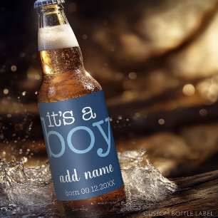 Étiquette Pour Bouteilles De Bière C'est un garçon - Moderne, Whimsical Navy & White