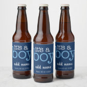 Étiquette Pour Bouteilles De Bière C'est un garçon - Moderne, Whimsical Navy & White (Bouteilles)
