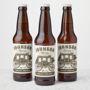 Étiquette Pour Bouteilles De Bière Chariot de diligence Western Old personnalisé NOM