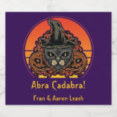 Étiquette Pour Bouteilles De Bière Chat d'Halloween en sorcière Casquette Abra Cadabr (Étiquettes simples)