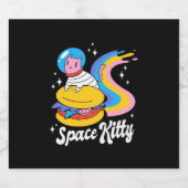 Étiquette Pour Bouteilles De Bière Chat spatial astronaute (Étiquettes simples)