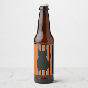 Étiquette Pour Bouteilles De Bière Chats noirs en silhouette pour Halloween amusants 