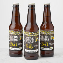 Cheers and Beers to 24 Years Rustic Birthday