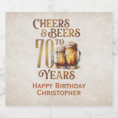 Étiquette Pour Bouteilles De Bière Cheers & Beers 70e anniversaire (Étiquettes simples)