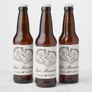 Étiquette Pour Bouteilles De Bière Cheval Mariage campagnard Rustique Western Juste M