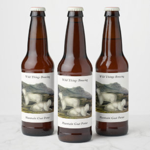 Étiquette Pour Bouteilles De Bière Chèvre de montagne (Capra Americana par Audubon)