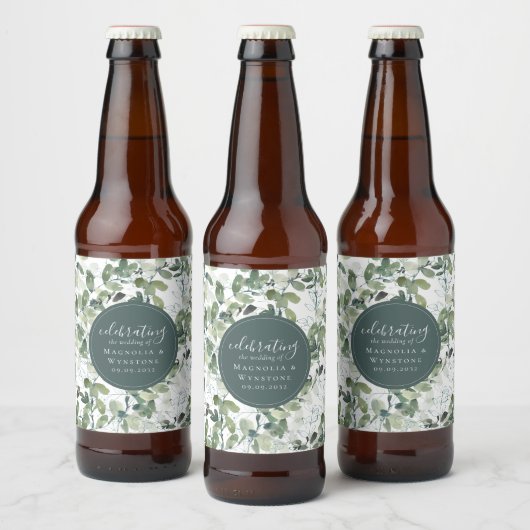 Étiquette Pour Bouteilles De Bière Chic Mariage Eucalyptus (Bouteilles)