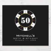 Étiquette Pour Bouteilles De Bière Chip de poker 50e fête d'anniversaire Noir (Étiquettes simples)