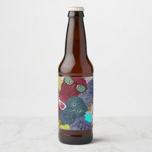 Étiquette Pour Bouteilles De Bière Chouette dans la couronne