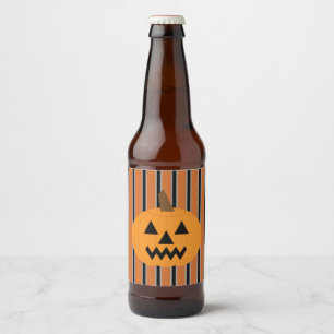 Étiquette Pour Bouteilles De Bière Citrouilles d'Halloween amusants et fantaisistes