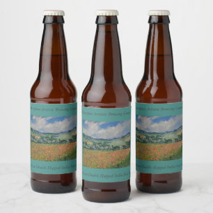 Étiquette Pour Bouteilles De Bière Claude Monet Painting, Champ de pavot à Giverny