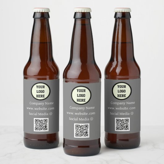Étiquette Pour Bouteilles De Bière Code QR Logo Entreprise Gris Entreprise Entreprise (Bouteilles)