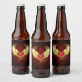 Étiquette Pour Bouteilles De Bière Coeur rouge avec ailes d'or (Bouteilles)