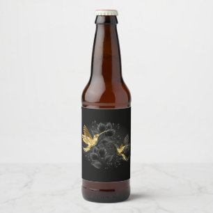 Étiquette Pour Bouteilles De Bière Colibri noir et or