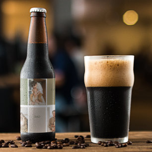 Étiquette Pour Bouteilles De Bière Collage photo moderne Meilleur papa Jamais Cadeau
