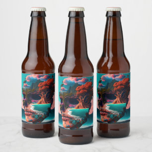 Étiquette Pour Bouteilles De Bière Colored skull