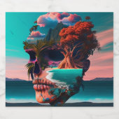 Étiquette Pour Bouteilles De Bière Colored skull (Étiquettes simples)