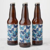 Étiquette Pour Bouteilles De Bière Composition des White and Blue Butterflies (Bouteilles)