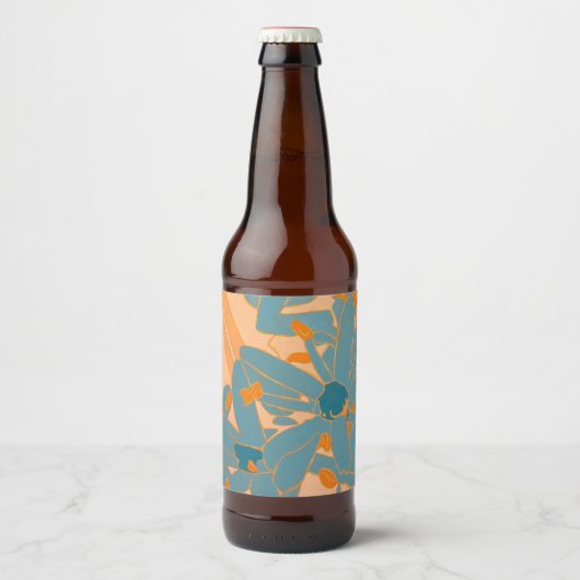 Étiquette Pour Bouteilles De Bière Contemporary Leaf Design in Peach  (Devant)