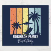 Étiquette Pour Bouteilles De Bière Cool Retro Beach Party Custom Navy (Étiquettes simples)