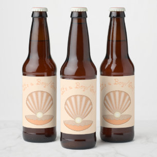 Étiquette Pour Bouteilles De Bière Coquille d'huître et Perle Personnalisable Genre N
