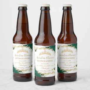Étiquette Pour Bouteilles De Bière Couronne de Fille de Fête Émeraude Verte Vintage O