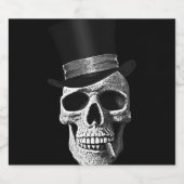 Étiquette Pour Bouteilles De Bière Crâne de chapeau supérieur (Étiquettes simples)