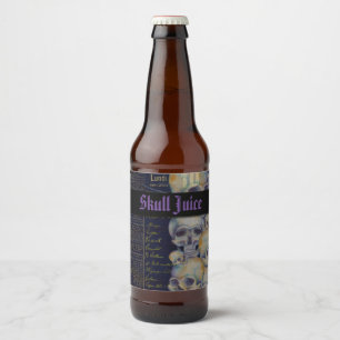 Étiquette Pour Bouteilles De Bière Crâne de jus d'Halloween effrayant vintage