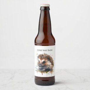Étiquette Pour Bouteilles De Bière Critère confortable : Hérisson en aquarelle, perso