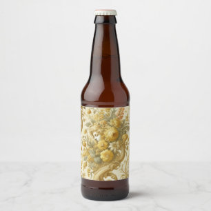 Étiquette Pour Bouteilles De Bière Culte d'or - Floral baroque