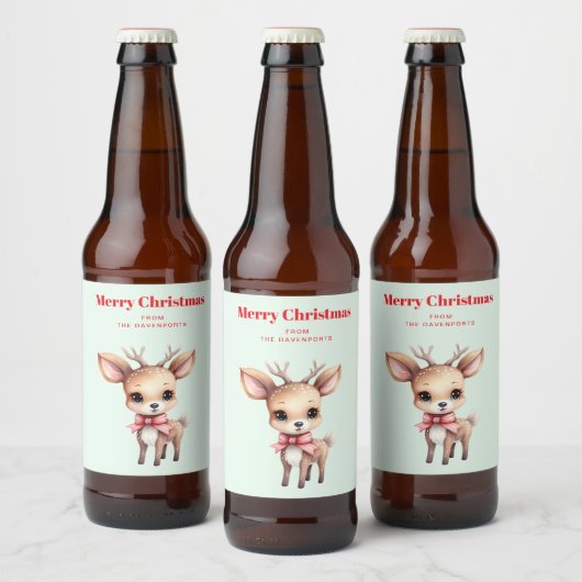 Étiquette Pour Bouteilles De Bière Cute Baby Deer Cartoon Illustration (Bouteilles)